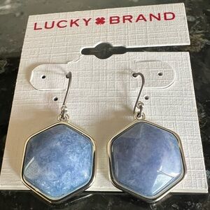 Lucky Brand Silver Blue Hexagon Earrings